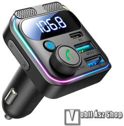 JOYROOM bluetooth FM transmitter és autós töltő - FEKETE - 2 x USB aljzat, 1 x Type-C, v5.3, 48W PD, QC 3.0 gyostöltés, kijelző, beépített mikrofon - JR-CCB01 (JR-CCB01)