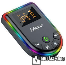  BLUETOOTH audio transmitter 2 az 1-ben - adó és vevő is, FM transmitterrel csatlakozik autórádióra, 5.3, TX és RX mód, AUX, TF kártyaolvasó max 32gb, RGB LED, digitális kijelző, 300mAh beépített akkum