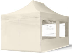 TOOLPORT Összecsukható pavilon, acél, 3x4, 5m, 4 oldalpanellel együtt, pezsgő szín Pavilon sátor, Piaci sátor, Pop up sátor - (59043)