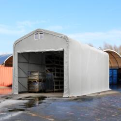 TOOLPORT Ponyva csarnok, 5x10m, PRIMEtex-ponyva, szürke, statikai megerősítéssel (beton alap) Takarmánytároló sátor, Mobil istálló, Szénatároló sátor - (49408)