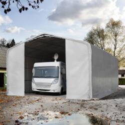 TOOLPORT Ponyvagarázs, 8x24m, PVC ponyva, szürke, statikai megerősítés nélkül Sátorgarázs, Autó sátor, Fóliagarázs - (99507)