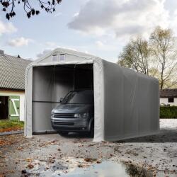 TOOLPORT Ponyvagarázs, 4x8m, PVC ponyva, szürke, statikai megerősítéssel (puha alap) Sátorgarázs, Autó sátor, Fóliagarázs - (99406)