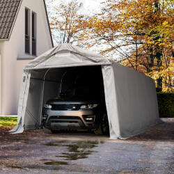 TOOLPORT Ponyvagarázs, 3, 3x6m, PVC ponyva, szürke, statikai megerősítéssel (puha alap) Sátorgarázs, Autó sátor, Fóliagarázs - (58450)
