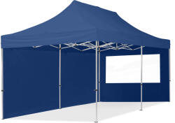 TOOLPORT Összecsukható pavilon, Aluminium, 3x6m, 2 oldalpanellel együtt, sötétkék Pavilon sátor, Piaci sátor, Pop up sátor - (59019)