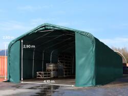 TOOLPORT Ponyva csarnok, 6x12m, PVC ponyva, sötét zöld, statikai megerősítéssel (föld alap) Ponyva raktár, ponyva tároló - (49418)