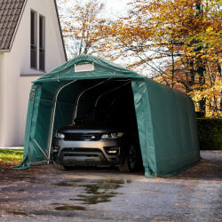 TOOLPORT Ponyvagarázs, 3, 3x4, 8m, PRIMEtex-ponyva, sötét zöld, statikai megerősítéssel (puha alap) Sátorgarázs, Autó sátor, Fóliagarázs - (49678)