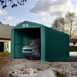TOOLPORT Ponyvagarázs, 4x8m, PRIMEtex-ponyva, sötét zöld, statikai megerősítéssel (kemény alap) Sátorgarázs, Autó sátor, Fóliagarázs - (99409)