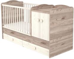Hubners Patut copii transformabil din lemn cu 2 sertare Hubners Sofia Maxi Kombi 120x70 cm crem nisip (PTH2SSMAKCN) - bebebliss