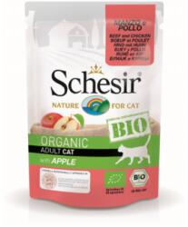 Schesir Bio Plic, hrana umeda pentru pisici, cu vita, pui si mar, 85 gr, EXPIRA 27.05. 2025