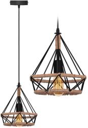 Toolight Szerszámlámpa, Mennyezeti lámpa, geometrikus, függő, loft stílusú kötélen APP678-1CP, fekete-barna, OSW-05644 (OSW-05644)