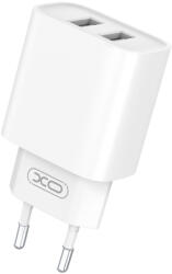  Töltő: XO - 2xUSB portos fehér hálózati töltőfej 10W + USB / Type-C (USB-C) kábel (1m) - tokgalaxis