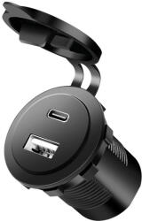 LogiLink Dupla autós beépített töltőadapter, 1x USB-A, 1x USB-C, 60 W, fekete (PA0330) (PA0330)