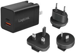LogiLink USB utazási töltő, GaN, 2 port, USB-AF és USB-CF, 30 W, PD-vel (PA0301) (PA0301)