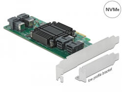 Delock PCI Express x8 kártya - 4 x belső NVMe SFF-8643 - alacsony profilú formatényező (90585) (90585)