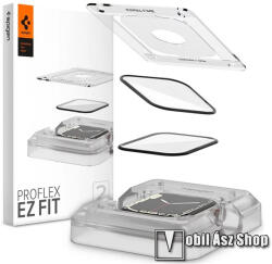 Spigen EZ FIT okosóra flexibilis előlap védő karcálló edzett üveg - FEKETE - 2 db, 2.5D, tokbarát, ultravékony, 0.2mm, 9H + felhelyező segédkeret - APPLE Watch Series 7 45mm - AFL04051 (AFL04051)