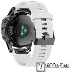 Okosóra szíj - FEHÉR - szilikon, textúrált minta, 22mm széles, QUICKFIT - Garmin Fenix 7 / 6 / 6 Pro / 6 Sapphire / Instinct / 5 / 5 Plus / 5 Plus Sapphire / Forerunner 935 / 745 / 945 / Quatix 3