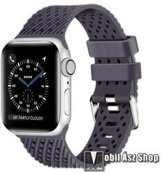 Okosóra sport szíj - SZÜRKE - szilikon, lyukacsos, légáteresztő - APPLE Watch Series 1/2/3 38mm / 4/5/6/SE 40mm / 7/8/9 41mm