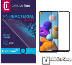 Cellularline SAMSUNG Galaxy A21s (SM-A217F/DS), CELLULARLINE ANTIBIOM üvegfólia, 9H, Full cover, Fekete (TEMPMICRCAGALA21SK)