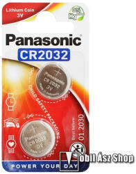 Panasonic gombelem - 2db / csomag, CR2032, 3V, lítium - CR2032-2B-PAN / CR-2032EL/2B (CR2032-2B-PAN_CR-2032EL_2B)