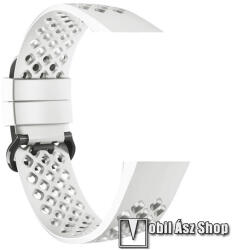 DEVIA DELUXE SPORT MESH okosóra szíj - légáteresztő, sportoláshoz, szilikon, S méret - FEHÉR - Fitbit Charge 3 / Fitbit Charge 3 SE / Fitbit Charge 4