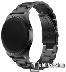 Okosóra szíj - FEKETE - rozsdamentes acél, csatos, 20mm széles, 175mm hosszú - SAMSUNG Galaxy Watch 42mm / Xiaomi Amazfit GTS / SAMSUNG Gear S2 / HUAWEI Watch GT 2 42mm / Galaxy Watch Active / Active