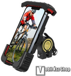 JOYROOM kerékpáros / biciklis telefontartó - FEKETE - kormányra rögzíthető, 360°, 4.7 - 6.8" méretű készülékekhez, 15-30mm étmérőjű kormányra - JR-ZS264 (JR-ZS264)