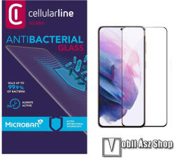 Cellularline SAMSUNG Galaxy S21 Plus 5G (SM-G996B/SM-G996B/DS), CELLULARLINE ANTIBIOM üvegfólia, 9H, Full cover, Fekete (TEMPMICCAGALS21PLK)