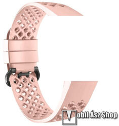 DEVIA DELUXE SPORT MESH okosóra szíj - légáteresztő, sportoláshoz, szilikon, S méret - RÓZSASZÍN - Fitbit Charge 3 / Fitbit Charge 3 SE / Fitbit Charge 4