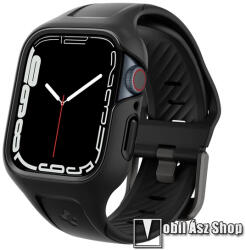 Spigen LIQUID AIR PRO okosóra szíj és védő keret - szilikon - FEKETE - APPLE Watch Series 7 (41mm) / Series 8 (41mm) / Series 9 (41mm) - ACS04190 (ACS04190)