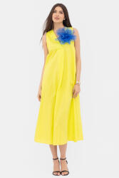 SHOPIKA Rochie lunga A-line cu decolteu in V, din poplin de bumbac, verde lime Talie unica