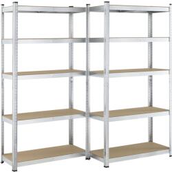 Juskys 2 darabos polcrendszer szett - 180x90x40 cm - ezüst (21096)