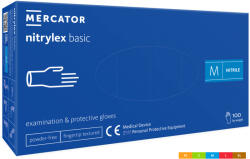 Mercator Medical BASIC A100 BLUE - nitril púdermentes kék vizsgálókesztyű M