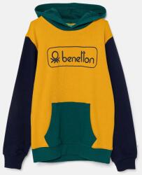 Benetton gyerek melegítőfelső pamutból sárga, mintás, kapucnis, 3J68C203N - sárga 122