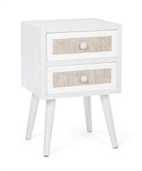 Bizzotto Comoda 2 sertare mdf alb rattan natur Montiel 37x31.5x56 cm (0744874) Comoda