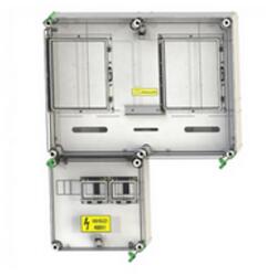 Csatári Plast 1/3F mérőszekrény 1xM63.80A+1xV32 légkábeles 1-szintes 2M PVT 6075 Á-V Fm-SZ