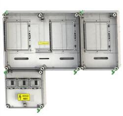 Csatári Plast 1/3F mérőszekrény 1xM63.80A+1xV32+1xH80A földkábeles 1-szintes PVT 7590 Á-V-H Fm-K