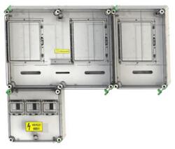 Csatári Plast 1/3F mérőszekrény 1xM63.80A+1xV32+1xH80A légkábeles 1-szintes PVT 7590 Á-V-H Fm-SZ