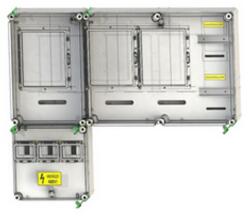 Csatári Plast 1/3F mérőszekrény 1xM63.80A+1xV32+1xH80A+Hv32 légkábeles 3M PVT 7590 Á-V-Hv Fm-SZ