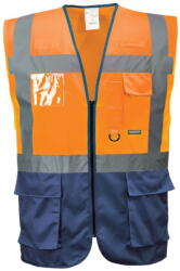 Portwest C476 - Warsaw vezetői mellény, narancs/tengerészkék (C476ONRS) - munkavedelemzona