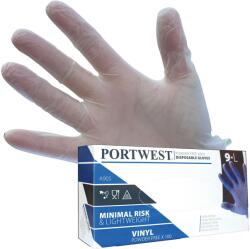 Portwest A905 - Vinyl egyszerhasználatos kesztyű, púdermentes, víztiszta, 100 db/csomag (A905CLRL)