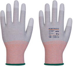 Portwest A696 - LR13 ESD PU ujjvégmártott kesztyű, szürke/fehér, 12 pár/csomag (A696G6RXXL)
