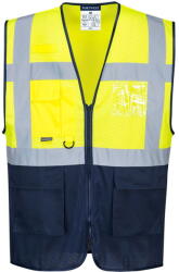 Portwest C377 - Hi-Vis kéttónusú MeshAir vezetői mellény, sárga/tengerészkék (C377YNRXXXL)