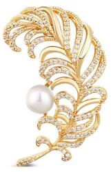 JwL Luxury Pearls Broșă frumoasă placată cu aur 2in1 in formă de pană JL0731