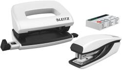 Leitz Tűzőgép és lyukasztó szett, 10 lap, fém, LEITZ Wow Mini , fehér (E55612001)