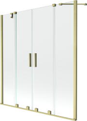 Mexen Velar Duo, 2 szárnyas eltolható kádparaván 150 x 150 cm, 8mm átlátszó üveg, arany matt profil, 896-150-000-02-55 (896-150-000-02-55)