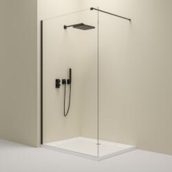 Erga Paris, Walk-In zuhany paraván 120x200 cm, 8 mm átlátszó üveg, fekete profil, ERG-V02-PARIS-120x200-CL-BK (ERG-V02-PARIS-120X200-CL-BK)