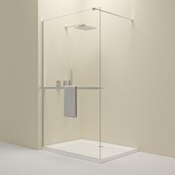 Erga Paris, Walk-In zuhany paraván 140x200 cm polccal és törülközőtartóval, 8 mm átlátszó üveg, króm profil, ERG-V02-PARIS-140x200-CL-CR-BAR (ERG-V02-PARIS-140X200-CL-CR-BAR)