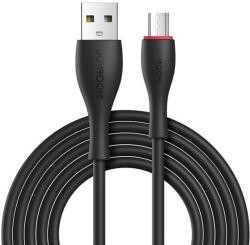 USB töltő- és adatkábel, microUSB, 100 cm, 2400 mA, törésgátlóval, gyorstöltés, Joyroom Bowling M8, S-1030M8, fekete