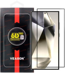  Samsung Galaxy S24 Ultra 5G üvegfólia, tempered glass, előlapi, edzett, hajlított, fekete kerettel, Veason 6D Pro