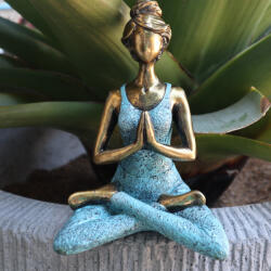 Ancient Wisdom Yoga Lady Szobrocska - Bronz-Türkiz - 24 cm (YogaL-01)